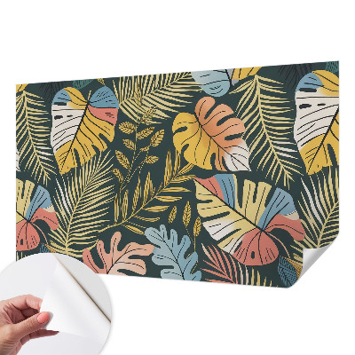 Peel and stick wall mural for living room with a tropical energy design