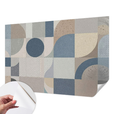 Removable wall mural wallpaper with a geometric mosaic pattern