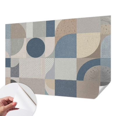 Removable wall mural wallpaper with a geometric mosaic pattern