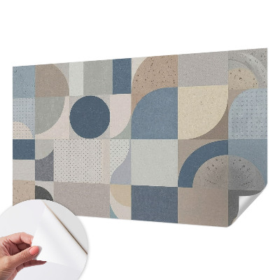 Removable wall mural wallpaper with a geometric mosaic pattern
