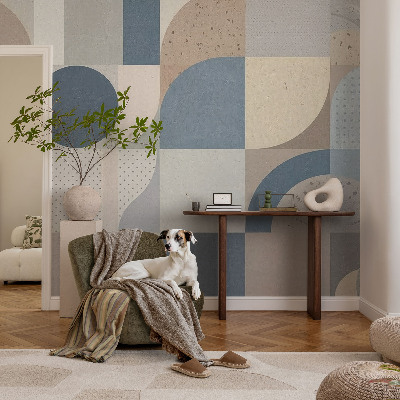 Removable wall mural wallpaper with a geometric mosaic pattern