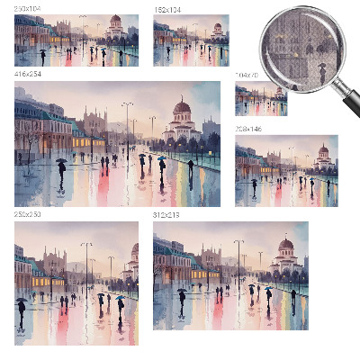 3D wall mural A rainy walk
