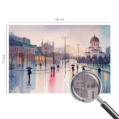3D wall mural with a rainy walk motif