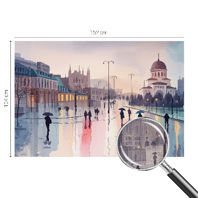 3D wall mural with a rainy walk motif