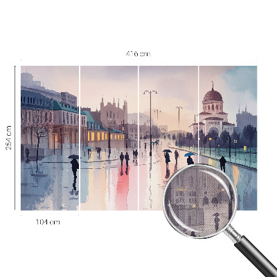 3D wall mural A rainy walk