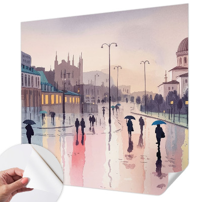 3D wall mural A rainy walk