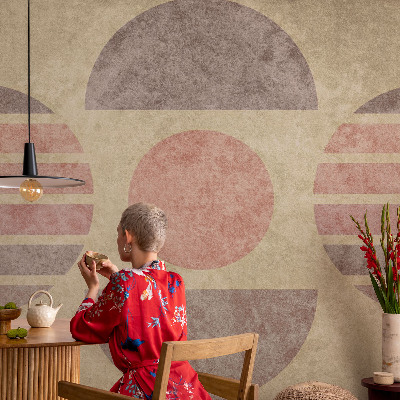 Nursery wall mural with geometric forms