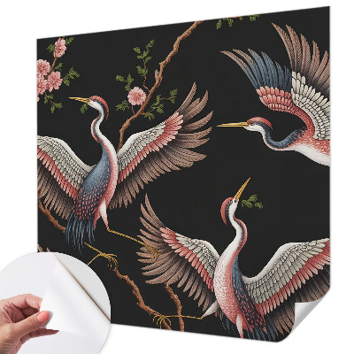 Children's wall mural with a floral pattern