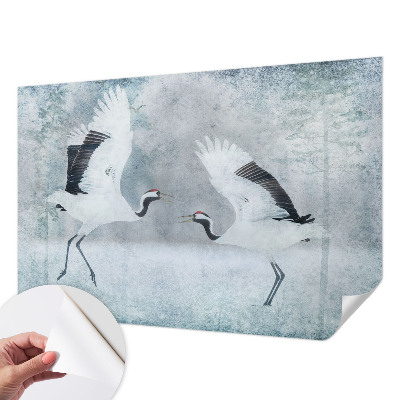 Peel and stick wall mural featuring a harmonious crane design