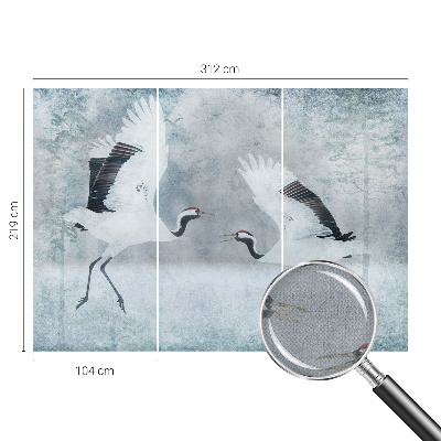 Peel and stick wall mural featuring a harmonious crane design