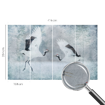 Peel and stick wall mural featuring a harmonious crane design