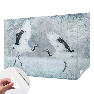 Peel and stick wall mural featuring a harmonious crane design