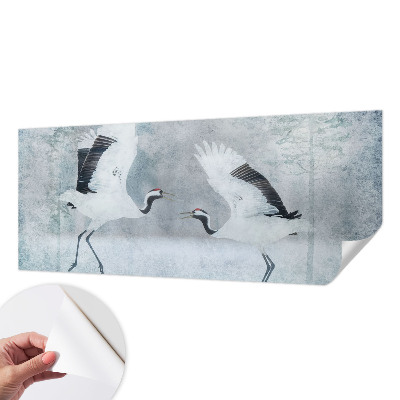 Peel and stick wall mural featuring a harmonious crane design