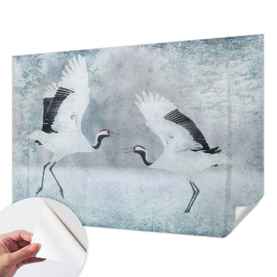 Peel and stick wall mural featuring a harmonious crane design