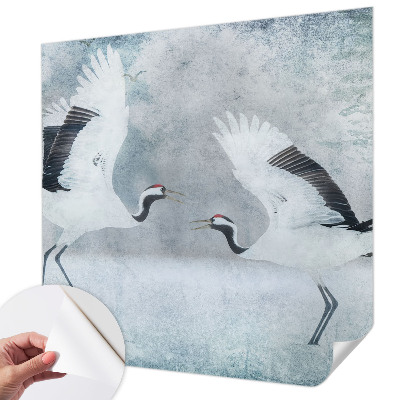 Peel and stick wall mural featuring a harmonious crane design