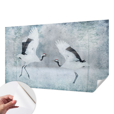 Peel and stick wall mural featuring a harmonious crane design