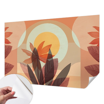 Peel and stick wall mural for kids' room with a floral abstraction design