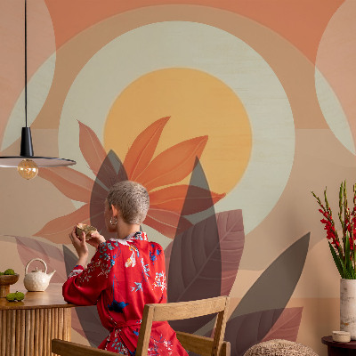 Peel and stick wall mural for kids' room with a floral abstraction design