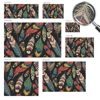 Peel and stick wall mural for bedroom with a colorful feather pattern
