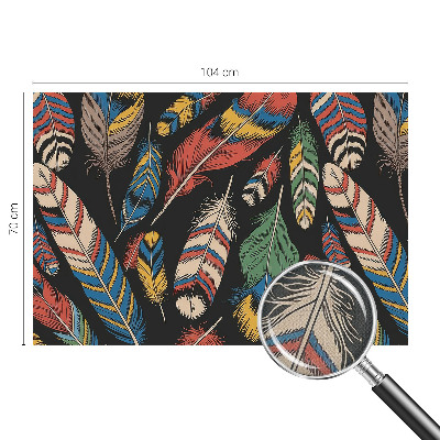 Peel and stick wall mural for bedroom with a colorful feather pattern