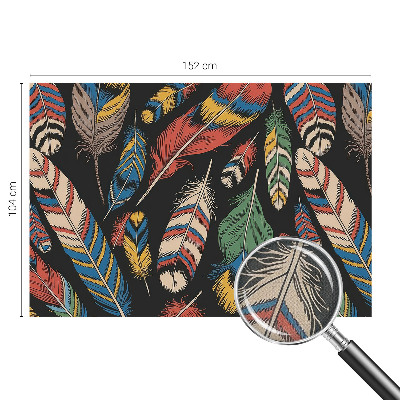 Peel and stick wall mural for bedroom with a colorful feather pattern