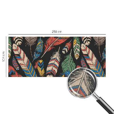 Peel and stick wall mural for bedroom with a colorful feather pattern