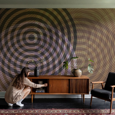3D photo wallpaper mural with a hypnotizing circles design