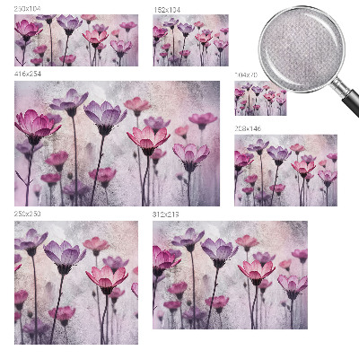 Children's wall mural with pastel flower motif