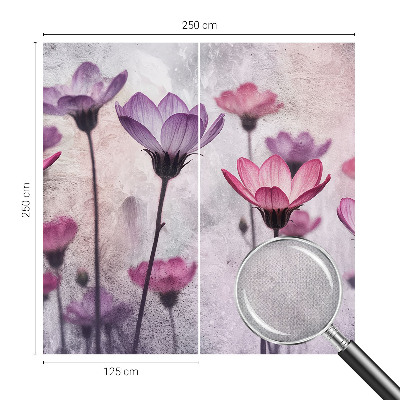 Children's wall mural with pastel flower motif
