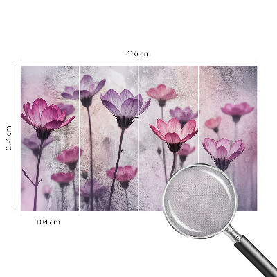Children's wall mural with pastel flower motif