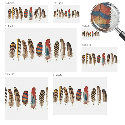 Peel and stick wallpaper mural featuring a colorful feather pattern