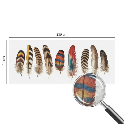 Peel and stick wallpaper mural featuring a colorful feather pattern