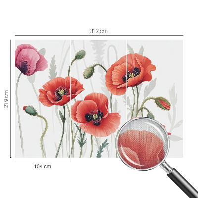 Self-adhesive photo wallpaper with a red poppy design
