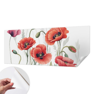Self-adhesive photo wallpaper with a red poppy design