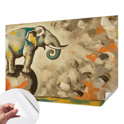 Removable wall mural wallpaper with an abstract elephant design