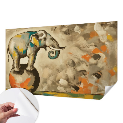 Removable wall mural wallpaper with an abstract elephant design