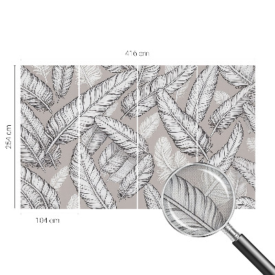 Peel and stick wall mural for living room with a subtle feather pattern