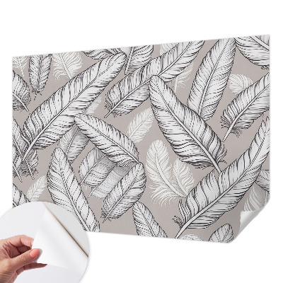 Peel and stick wall mural for living room Subtle feathers
