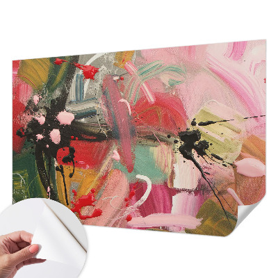 Peel and stick wall mural for bedroom with a colorful chaotic pattern