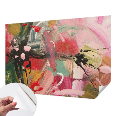 Peel and stick wall mural for bedroom with a colorful chaotic pattern