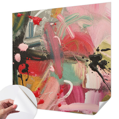 Peel and stick wall mural for bedroom with a colorful chaotic pattern