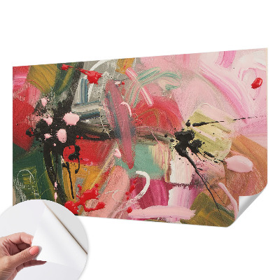 Peel and stick wall mural for bedroom with a colorful chaotic pattern