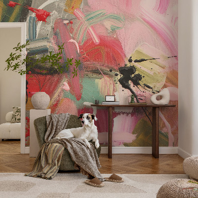 Peel and stick wall mural for bedroom with a colorful chaotic pattern