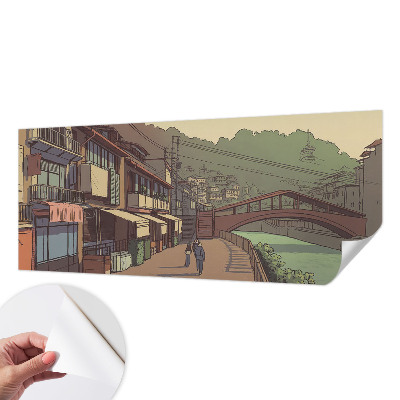 Peel and stick wall mural for kids' room with a pastel landscape design