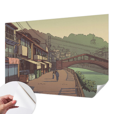 Peel and stick wall mural for kids' room with a pastel landscape design