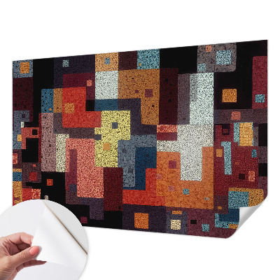 3D wall mural with colorful shapes