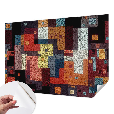 3D wall mural with colorful shapes