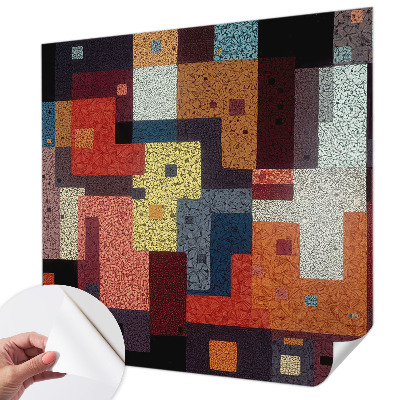 3D wall mural with colorful shapes