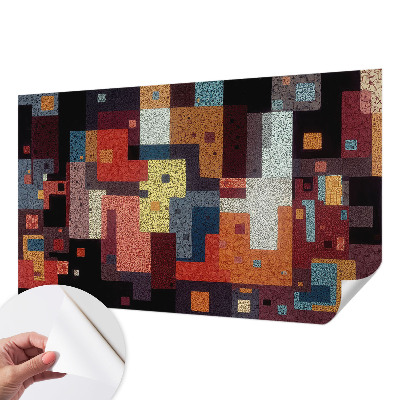 3D wall mural with colorful shapes