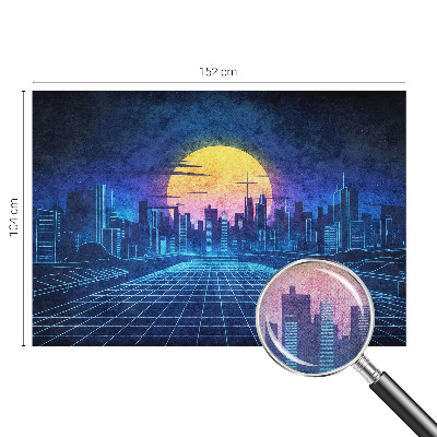 Nursery wall mural with a futuristic landscape design